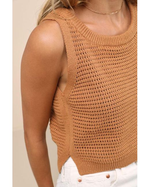 Lulus Natural Get The Look Loose Knit Sweater Tank Top
