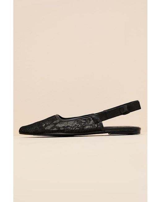 Lulus Natural Brianna Lace Pointed-Toe Slingback Flats