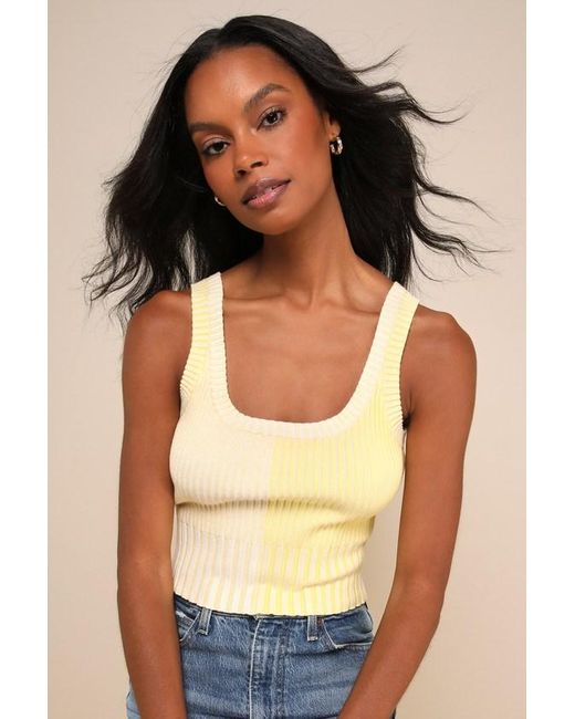 Lulus Black Made To Be Mod Color Block Ribbed Cropped Tank Top