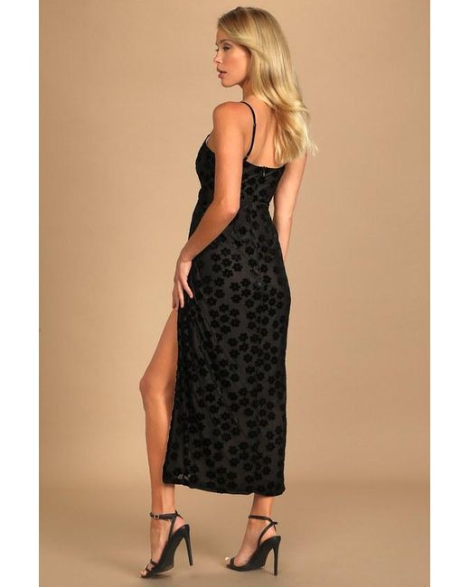 Lulus Natural Limousine Lifestyle Burnout Velvet Floral Midi Dress