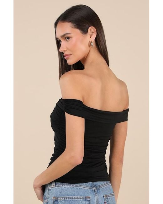 Lulus Black Elowyn Cross-Front Off-The-Shoulder Top