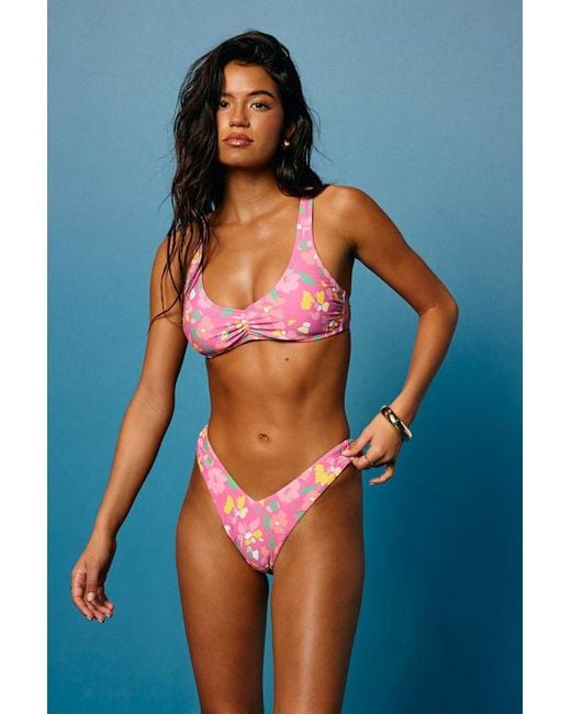 Lulus Blue Shore-Ly Yours Floral High-Cut Bikini Bottoms