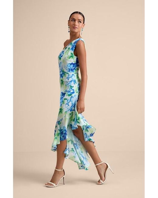 Lulus Green Divinely Blooming Lime Multi Floral One-Shoulder Midi Dress