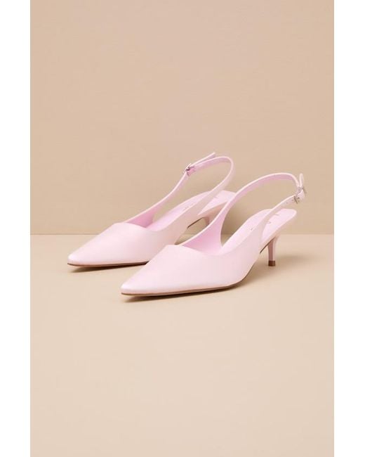 Lulus Pink Agnesca Baby Satin Slingback Kitten Heel Pumps