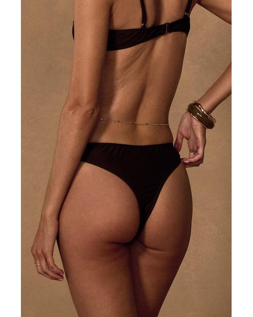 Lulus Brown Nerri Dark Mid-Rise Cheeky Bikini Bottoms