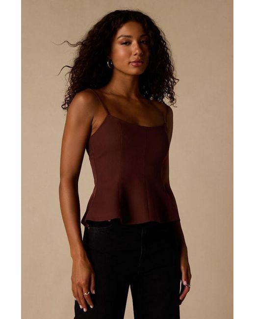 Lulus Brown Sanvi Dark Peplum Cami Top