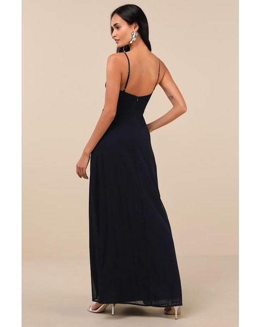 Lulus Blue Marveled Beauty Sleeveless Tie-Front Maxi Dress