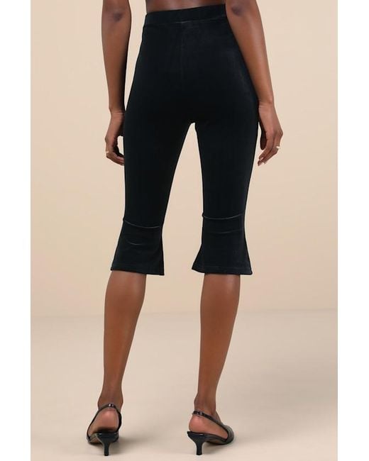 Lulus Black Captivating Poise Velvet High-Rise Capri Pants