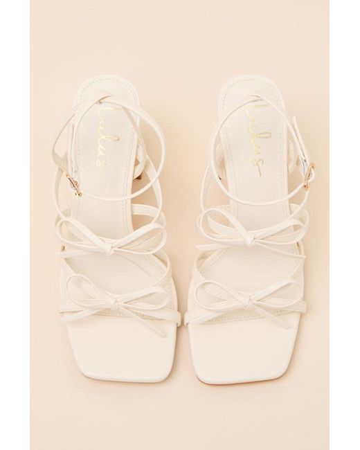 Lulus Natural Jennie Cream Strappy Bow High Heel Sandals