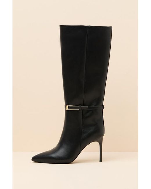 Lulus Black Cadee Stiletto Knee-High Buckle Boots