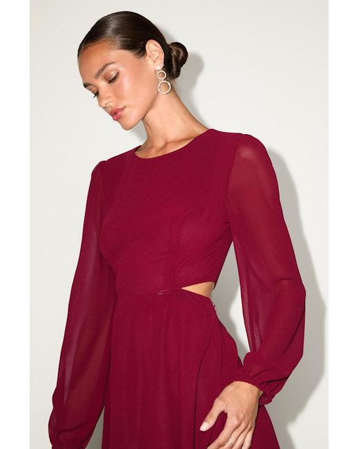 Lulus Red Garden Bliss Long Sleeve Cutout Mini Dress