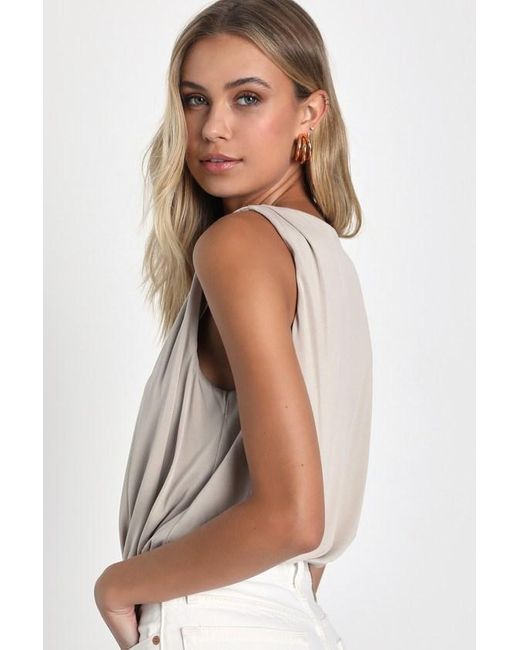 Lulus White Chic On Repeat V-Neck Sleeveless Bodysuit