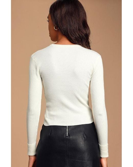 Lulus Basics Blue Karlee Ribbed Knit Long Sleeve Sweater Top