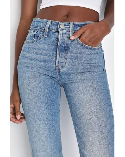 Levi's Blue Wedgie Straight Fade Medium Wash High-Rise Cropped Jeans