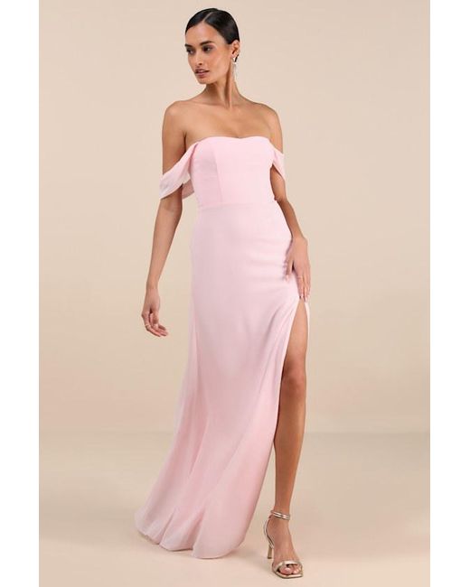 Lulus Pink Magical Magnetism Off-The-Shoulder Maxi Dress