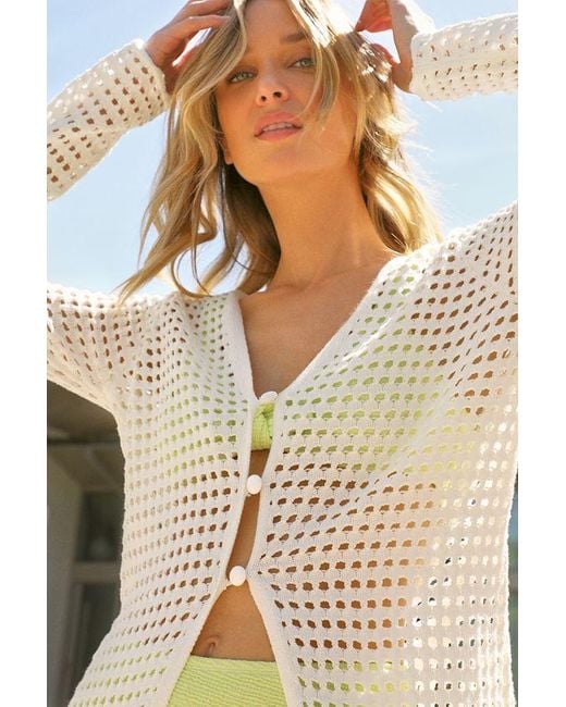 Lulus White Stroll The Beaches Sheer Crochet Swim Cover-Up Cardigan