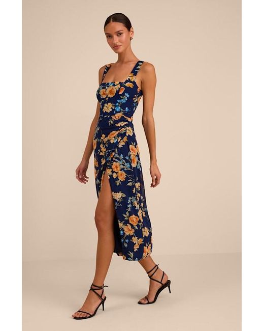 Lulus Natural Lesina Floral Sleeveless Midi Dress