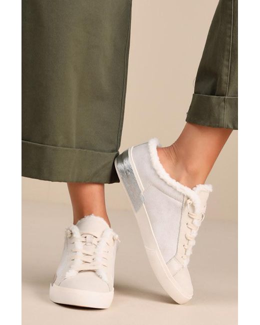 Dolce Vita Natural Zantel Off Leather Shearling Slip-On Sneakers