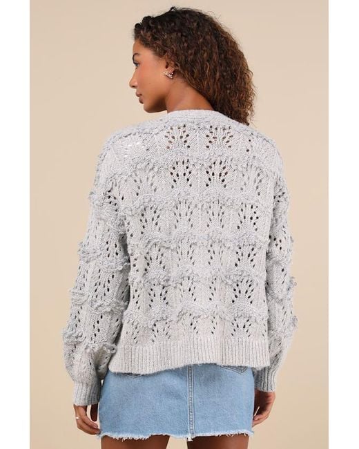 Lulus White Cutest Coziness Textured Balloon Sleeve Cardigan Sweater
