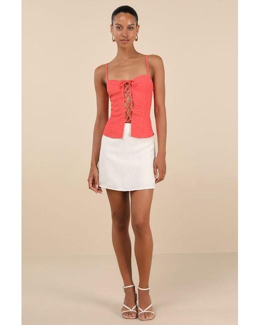 Lulus Annelie Textured Knit Lace-Up Tank Top