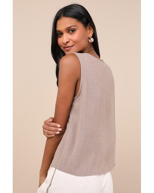 Lulus Natural Casually Sophisticated Linen Sleeveless Button-Front Top