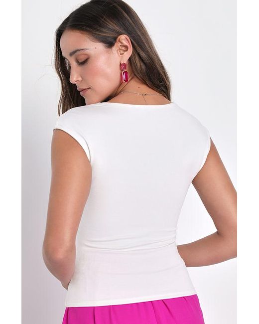 Lulus Pink Poised Personality Cap Sleeve Sweetheart Neck Top