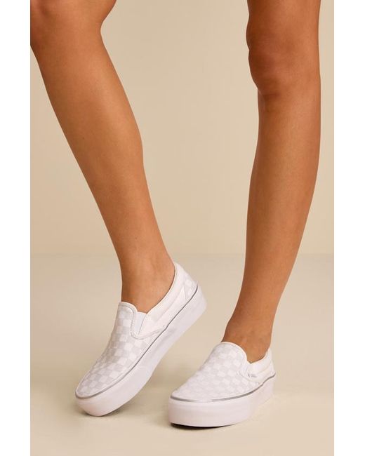 Vans White Classic Metallic Checkerboard Slip-On Platform Sneakers