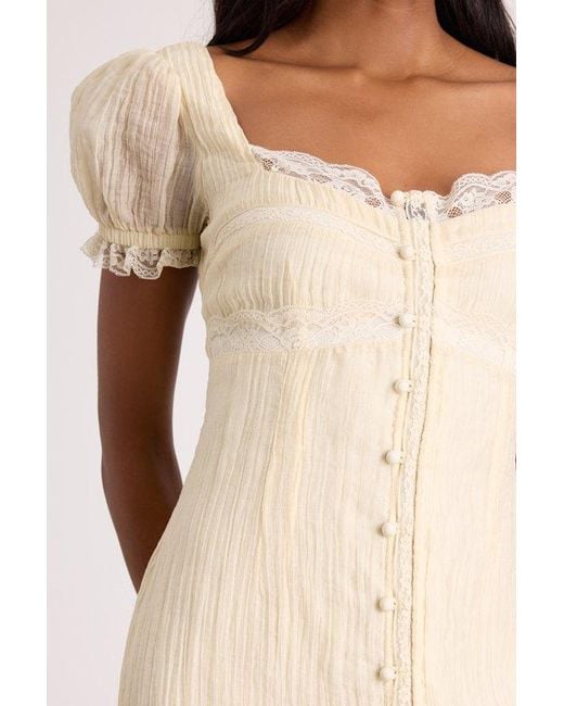 Lulus Natural Crissa Cream Lace Textured Puff Sleeve Midi Dress