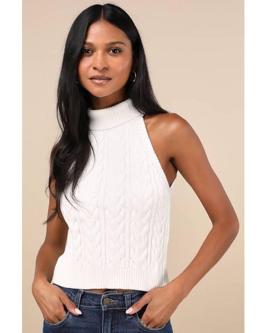 Lulus White Cutest Consideration Turtleneck Halter Top