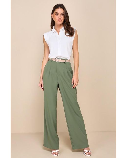 Lulus White Chic Candidate Collared Sleeveless Button-Up Top