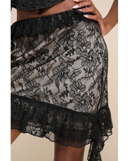 Lulus Natural So Trendsetting Lace Ruffled Tendril Mini Skirt