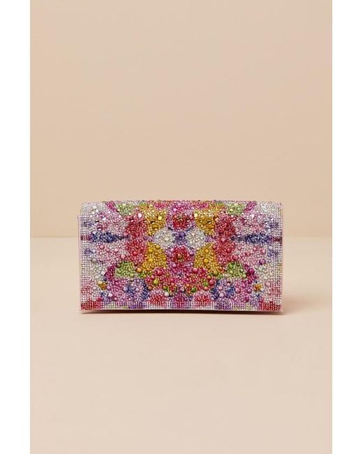 Betsey Johnson Orange Flap Sparkler Multi Kaleidoscope Floral Crossbody Clutch