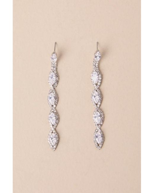 Lulus Natural Upscale Direction Rhinestone Drop Earrings