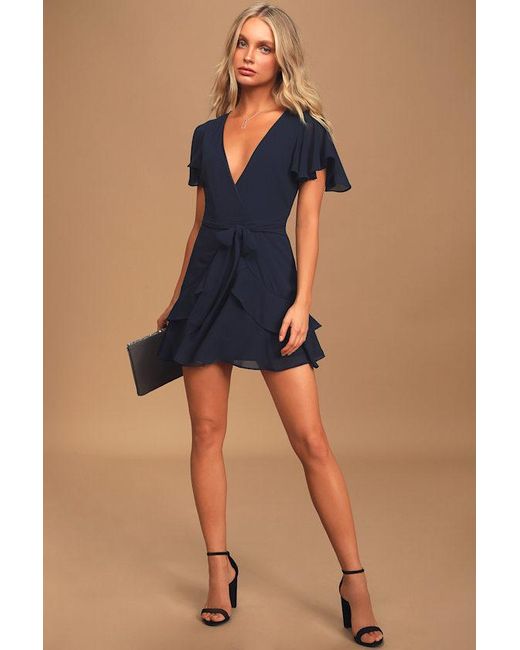 Lulus Blue Sweet Like You Ruffled Mini Dress