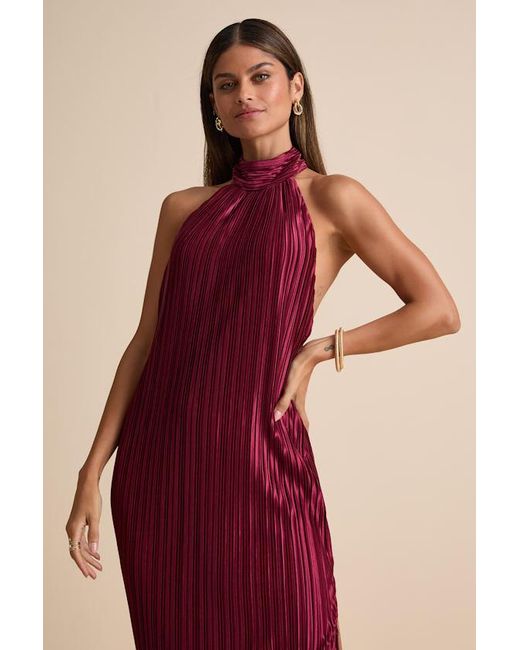 Lulus Red Gwenny Satin Plisse Maxi Dress