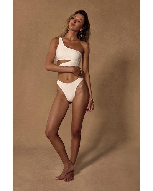 Lulus White Sun And Games High-Waisted High-Cut Bikini Bottoms