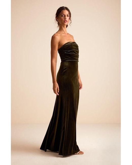 Lulus Black Maren Velvet Strapless Mermaid Maxi Dress