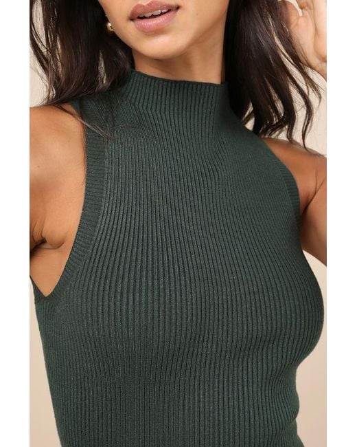Lulus Green Seasonal Sophistication Ribbed Mock Neck Sweater Tank Top