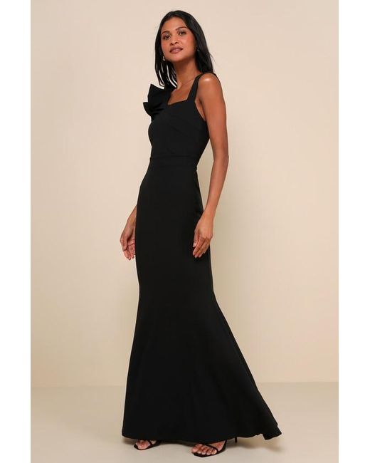 Lulus Black Lucette Sleeveless Ruffled Mermaid Maxi Dress