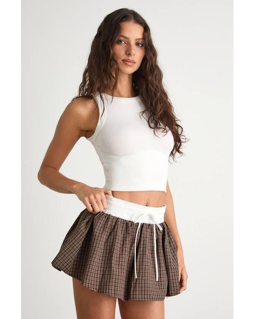 Nia White Parker Gingham Mini Skort