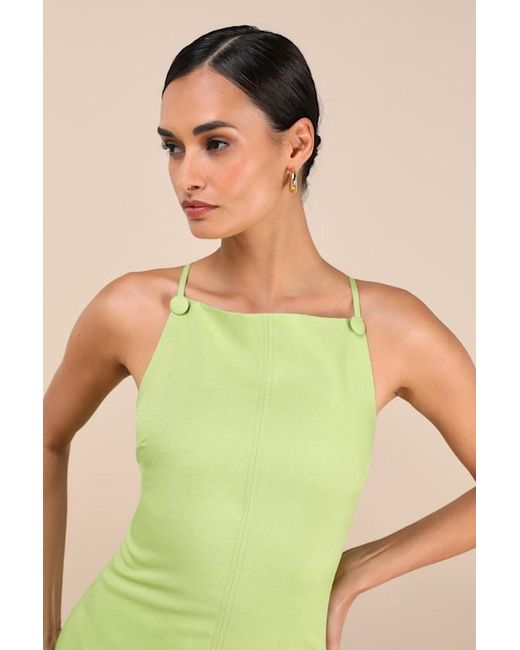 Lulus Green Chic Ease Lime Sleeveless Mini Dress