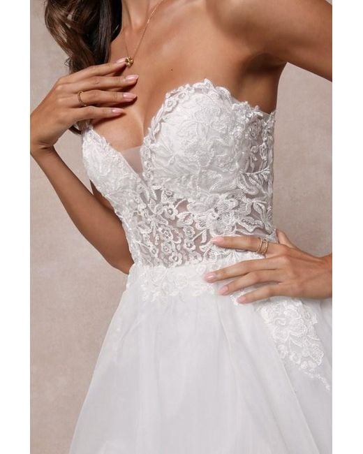 Lulus Natural Mine, All Mine Embroidered Organza Strapless A-Line Gown