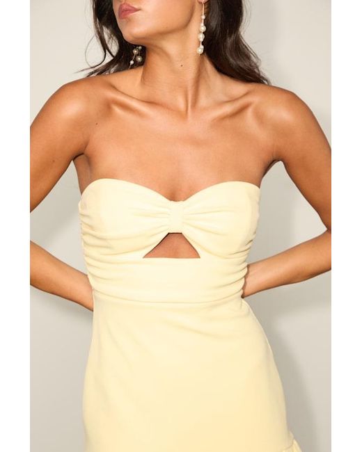 Lulus Natural Briar Strapless Cutout Mini Dress