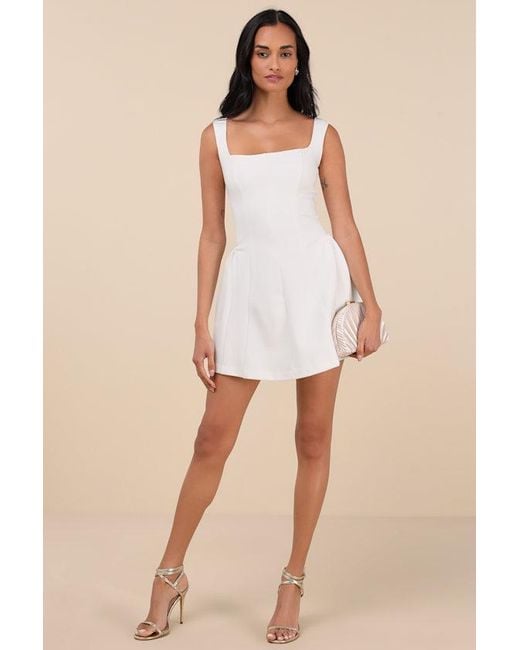 Lulus Natural Roetta Sleeveless Pleated Mini Dress