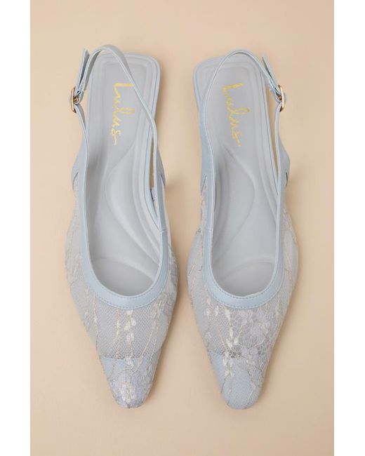 Lulus Natural Cepheus Baby Mesh Embroidered Slingback Flats