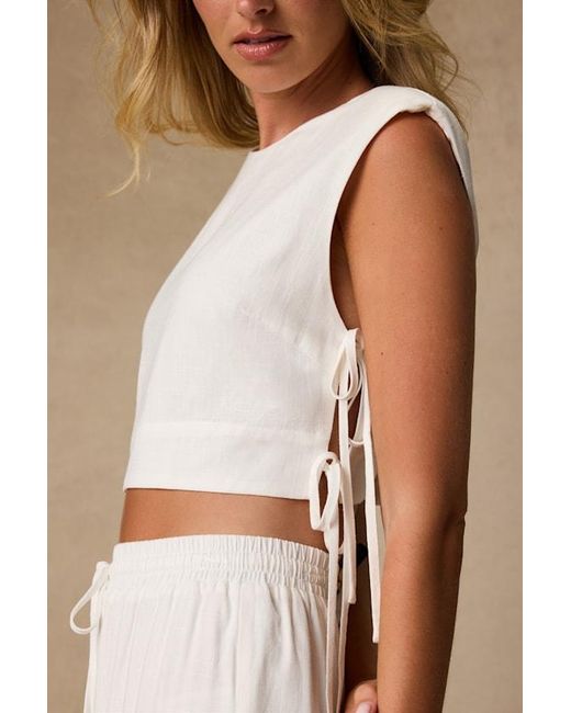 Lulus Natural Irida Tie-Side Sleeveless Crop Top