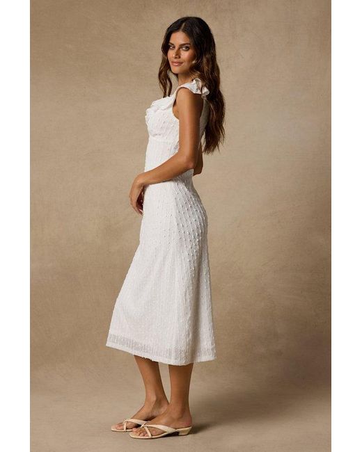 Lulus Natural Shayla Textured Ruffled Midi Dress