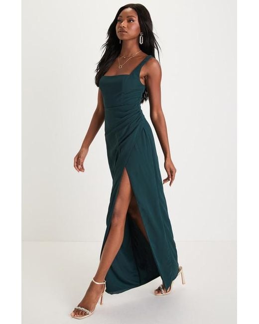 Lulus Blue Glamorous Disposition Ruched Maxi Dress
