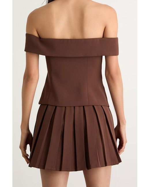 Lulus Brown Mahika Double-Breasted Off-The-Shoulder Top