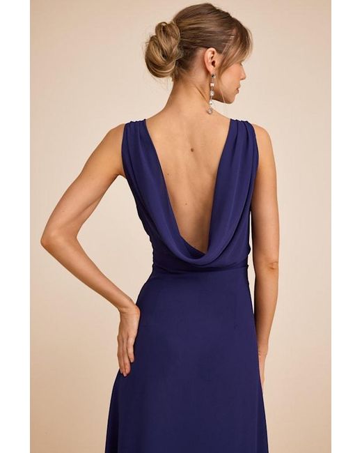 Lulus Blue Laraline Ruffled Cowl Back Maxi Dress
